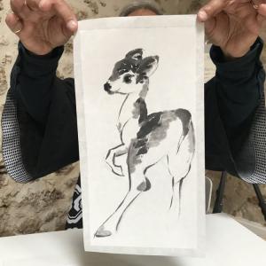 Atelier Sumi-e avec Guy-San, maître de Sumi-e, puis visite de l’Atelier Coban