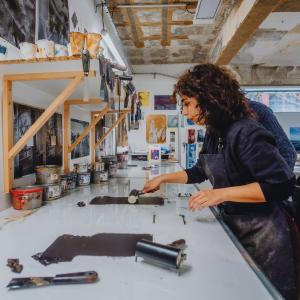 Atelier linogravure à la Fondation Fiminco, Farewell, TALENTS !