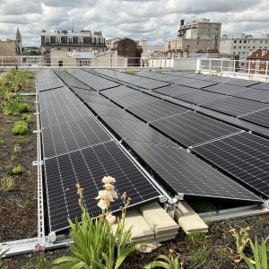 Visite des panneaux solaires et atelier de déplantation sur le toit d'une école à Saint-Ouen