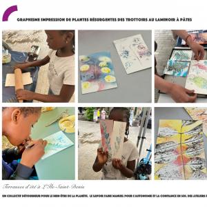 En bateau + atelier graphisme et impression résurgentes de plantes des trottoires